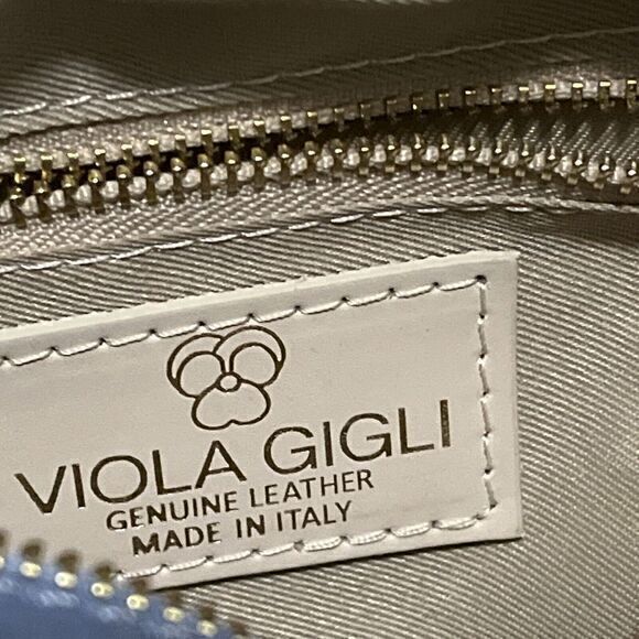 Viola Gigli Peri Blue Leather Crossbody Bag Handbag Made Italy 2 Straps Camera - Picture 8 of 11